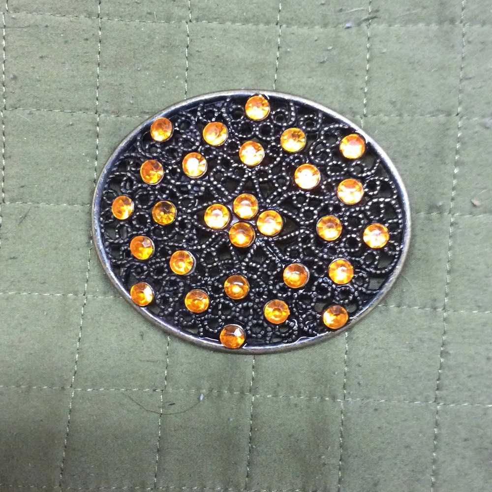 Boho Chic Orange Jeweled Belt Buckle